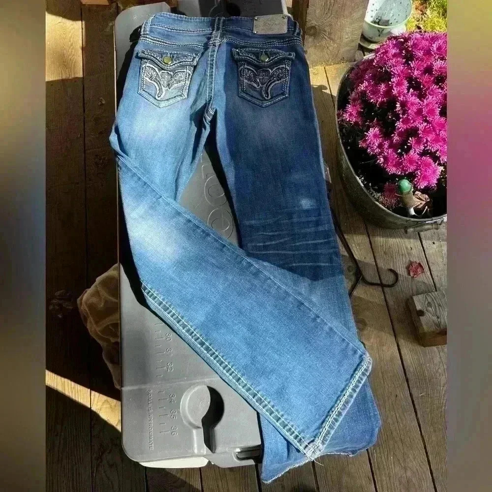 Dryad Women's 27x33 Skinny Boot Cut Rhinestone Western Rodeo Denim Jeans
